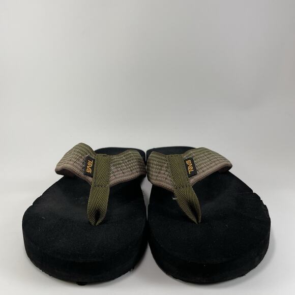 Teva Voya Canvas Flip Flops Mens Size 7 Olive Green Brown Sandals Pool Comfort - Picture 2 of 9